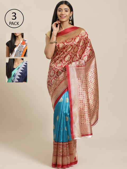 

KALINI Pack of 3 Printed Saree, Multi