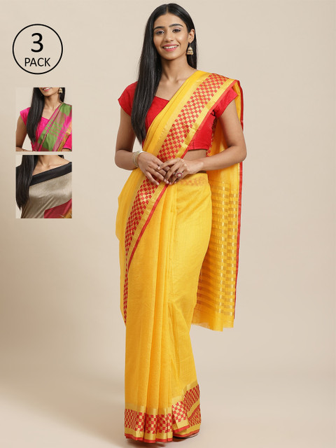 

KALINI Pack of 3 Printed Saree, Multi
