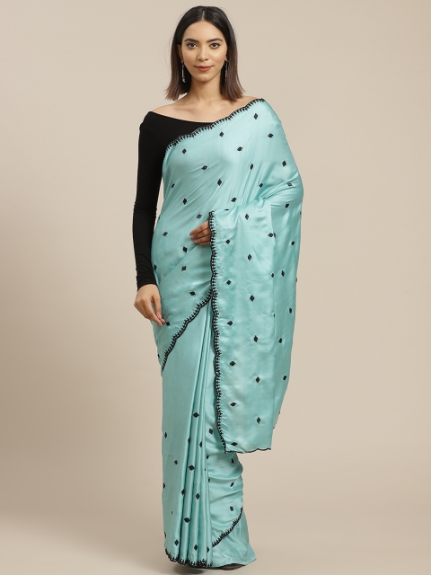 

Anouk Sea Green & Black Embroidered Saree