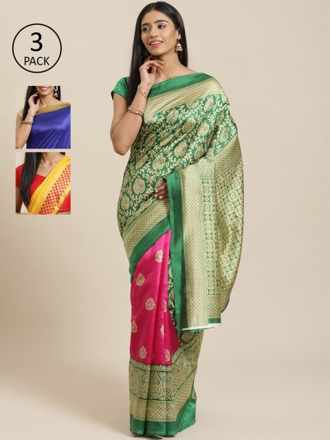 

KALINI Pack of 3 Saree, Green