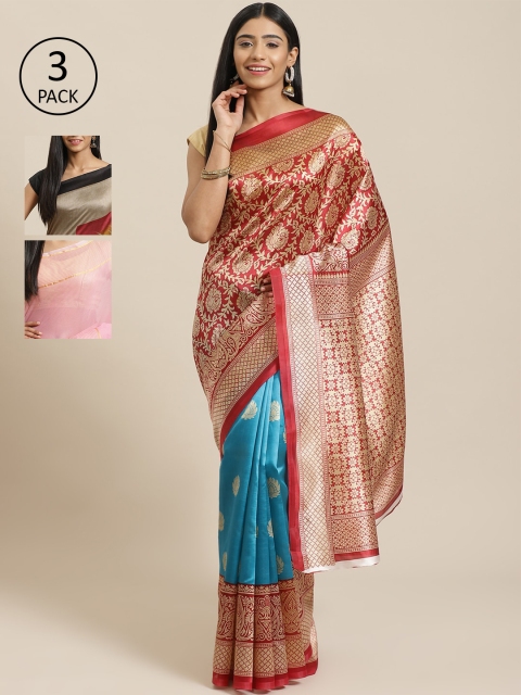 

KALINI Pack of 3 Saree, Red