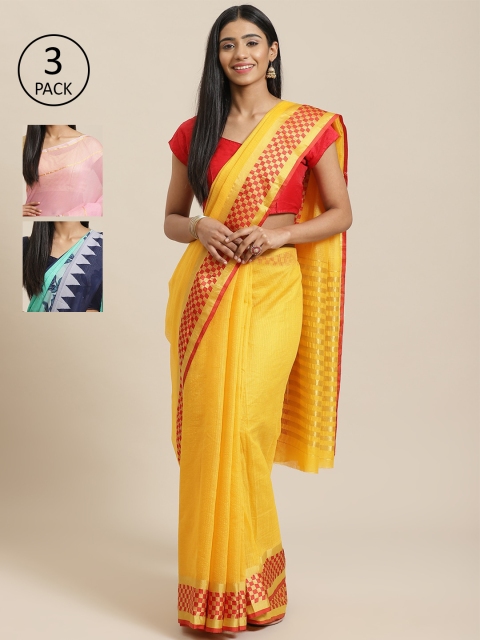 

KALINI Pack of 3 Saree, Yellow