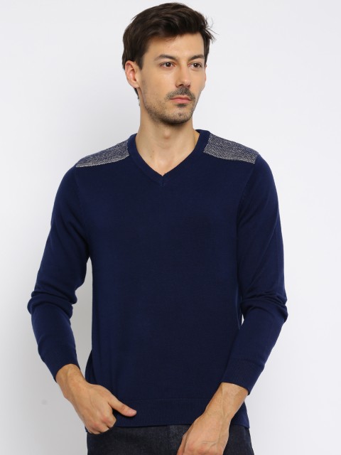 

Moda Rapido Navy Blue Solid Sweater