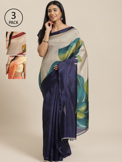 

KALINI Multicoloured Printed Saree, Navy blue