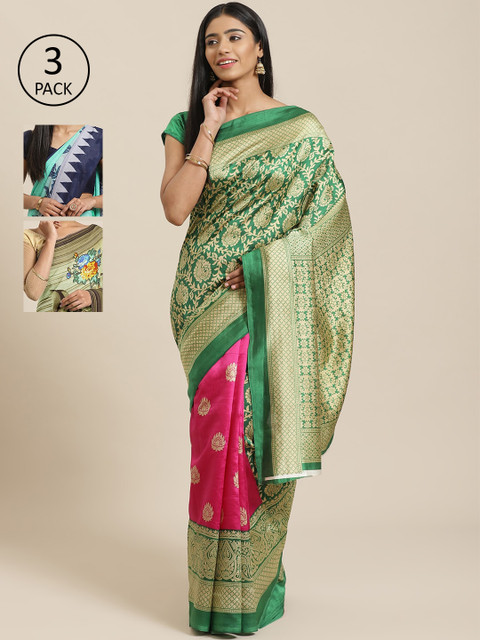 

KALINI Multicoloured Printed Saree, Green