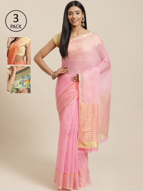 

KALINI Multicoloured Printed Saree, Pink