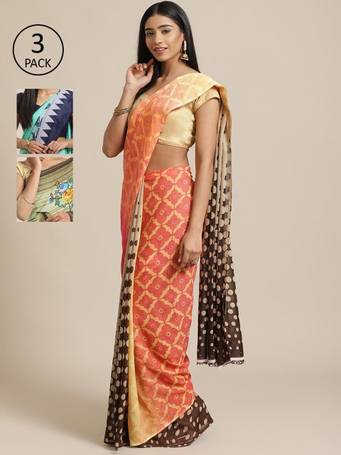 

KALINI Pack of 3 Printed Saree, Multi
