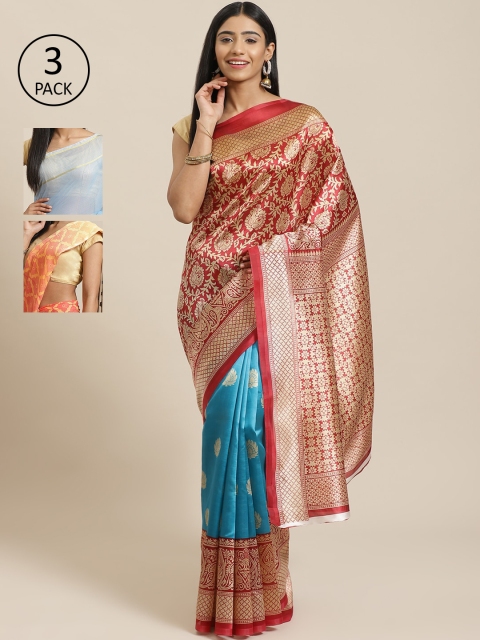 

KALINI Red Pack of 3 Printed Saree