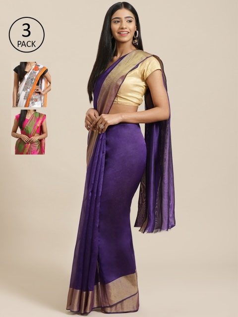 

KALINI Multicoloured Printed Saree, Purple