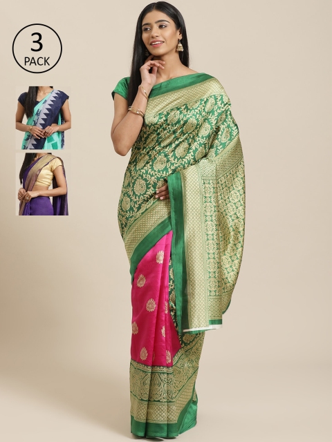 

KALINI Multicoloured Printed Saree, Green