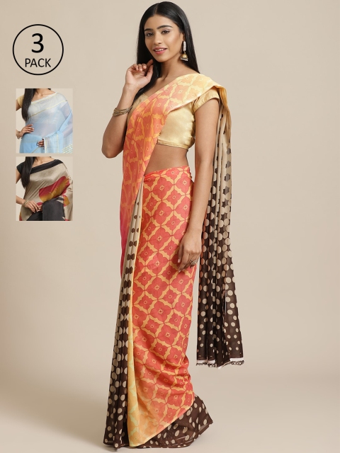 

KALINI Pack of 3 Printed Saree, Multi