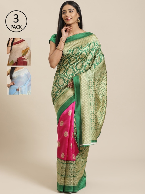 

KALINI Pack of 3 Printed Saree, Multi