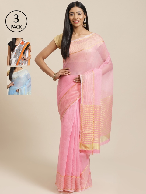 

KALINI Multicoloured Printed Saree, Pink