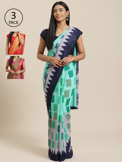 

KALINI Multicoloured Printed Saree, Sea green