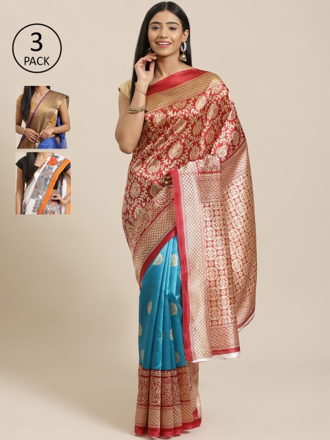 

KALINI Red Pack of 3 Printed Saree