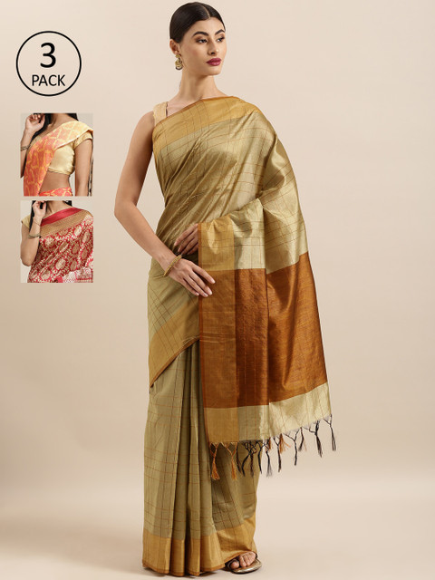 

KALINI Pack of 3 Printed Saree, Multi