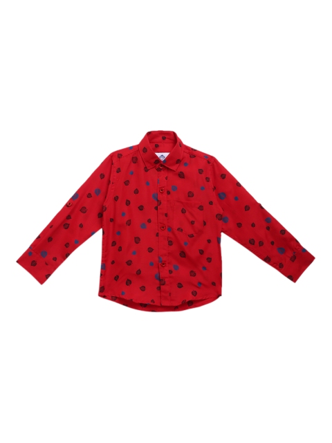 

Kidling Boys Red Pure Cotton Printed Casual Shirt