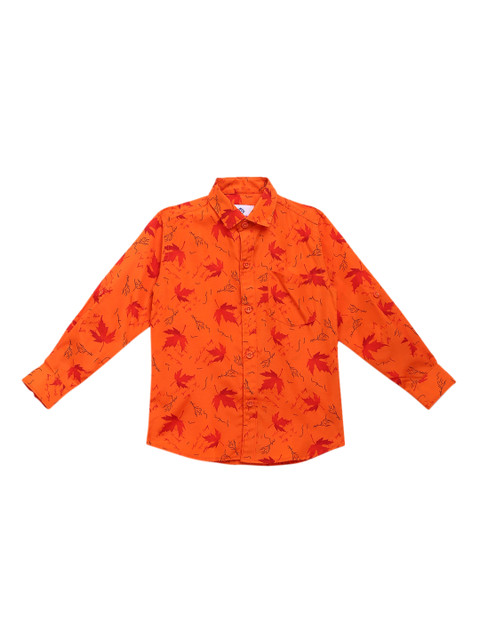 

Kidling Boys Orange Pure Cotton Printed Casual Shirt