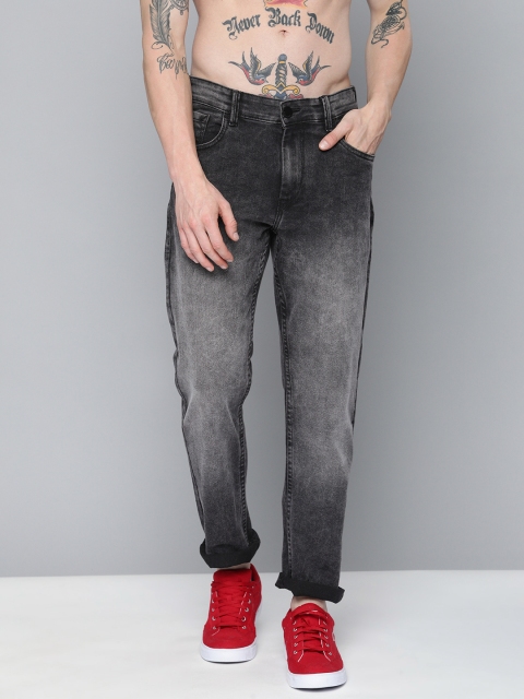 

HERE&NOW Men Black Slim Fit Heavy Fade Acid Wash Stretchable Jeans