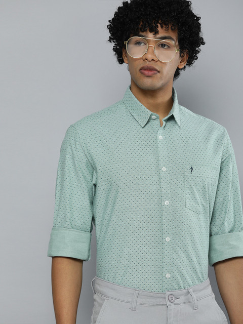 

Indian Terrain Men Sea Green & Blue Slim Fit Printed Casual Shirt