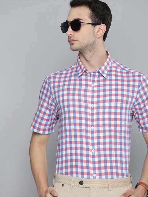 

Indian Terrain Men Pink & White Slim Fit Checked Pure Cotton Casual Shirt