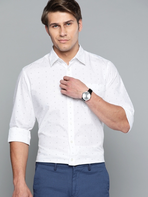 

Indian Terrain Men White & Red Pure Cotton Slim Fit Mirco Ditsy Printed Formal Shirt