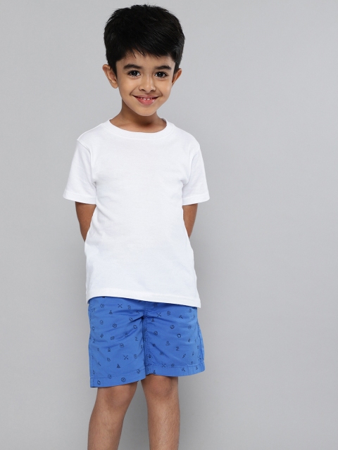

HERE&NOW Boys Blue Conversational Printed Slim Fit Chino Shorts