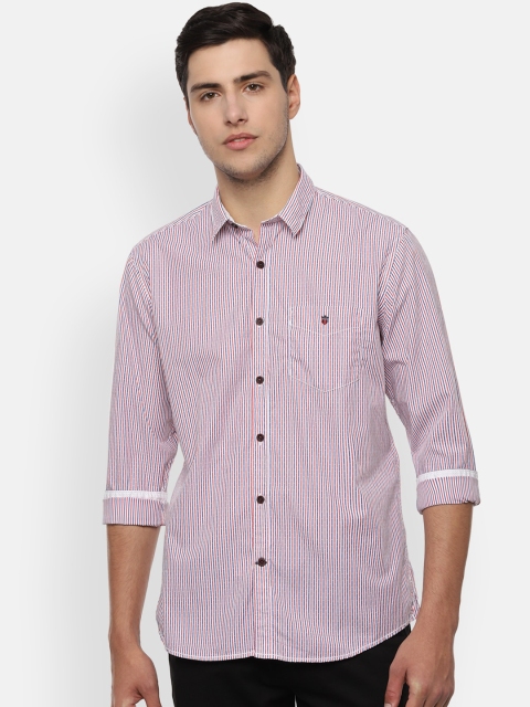 

Louis Philippe Sport Men Red & Blue Pure Cotton Slim Fit Striped Casual Shirt