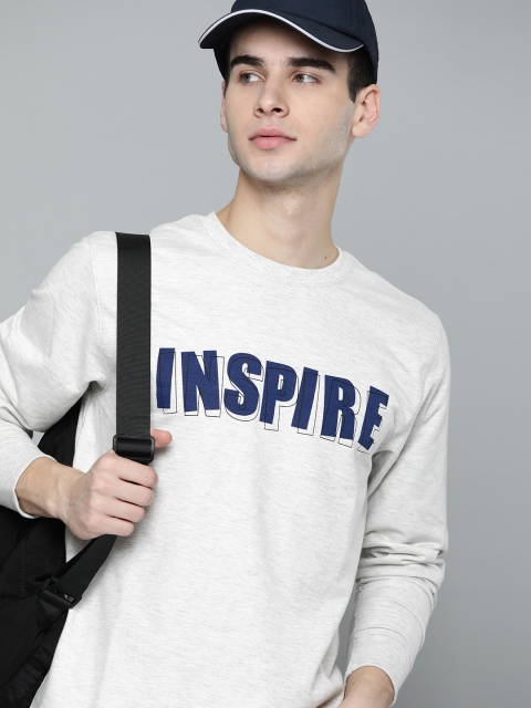 

Harvard Men Grey Melange & Blue Printed Pullover Sweatshirt