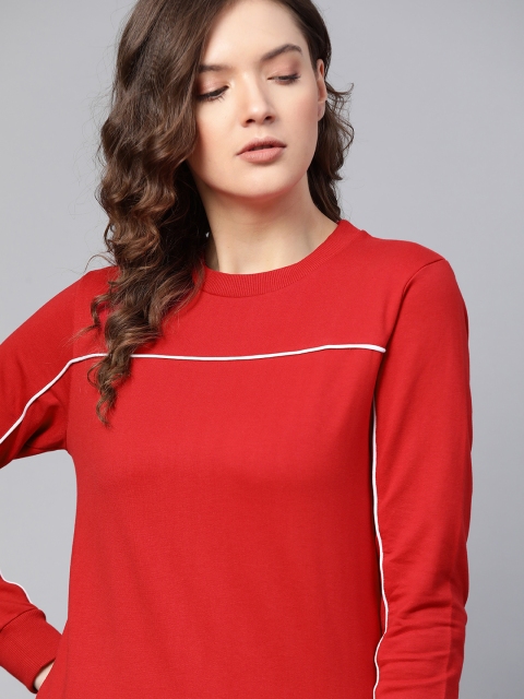

Harvard Women Red Solid Pullover Sweatshirt
