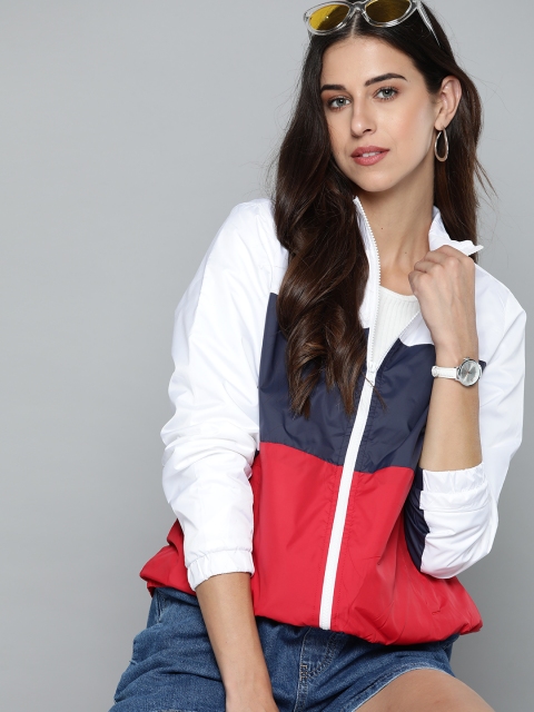 

Harvard Women Red & Navy Blue Colourblocked Tailored Jacket