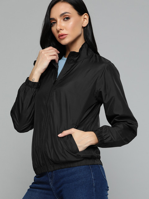 

Harvard Women Black Solid Bomber Jacket