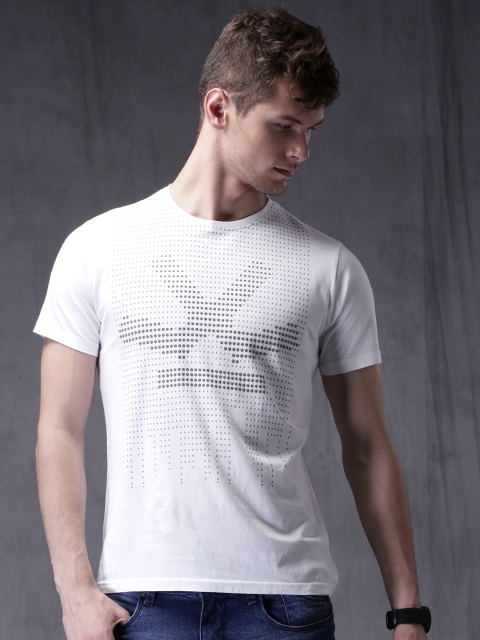

WROGN White Printed Slim Fit T-shirt