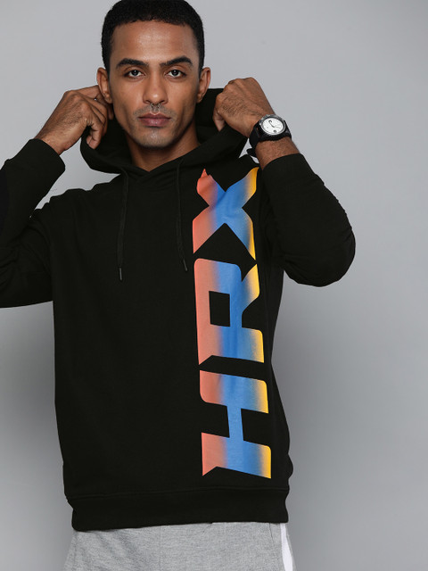 

HRX By Hrithik Roshan Lifestyle Men Jet Black Bio-Wash Brand Carrier Sweatshirts