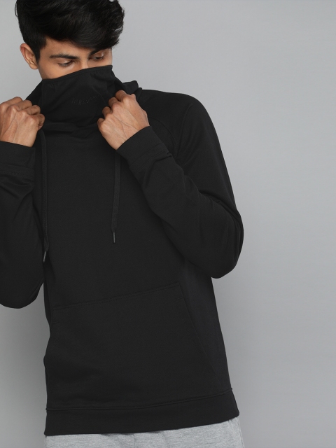 

HRX by Hrithik Roshan Men Black Solid Hooded Sweatshirt