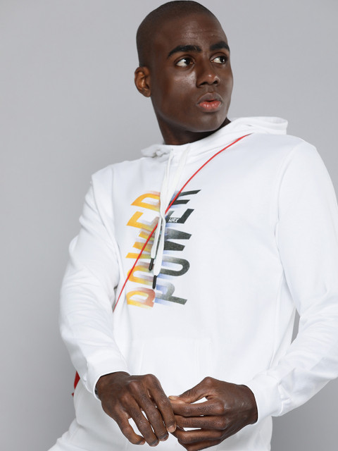 

HRX by Hrithik Roshan Men White Printed Hooded Sweatshirt