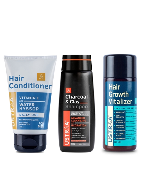 

Ustraa Men Set of Shampoo, Hair Growth Vitalizer & Conditioner, Black