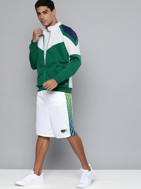 

HRX By Hrithik Roshan Men Green & White Basketball Rapid-Dry Colourblock Jacket