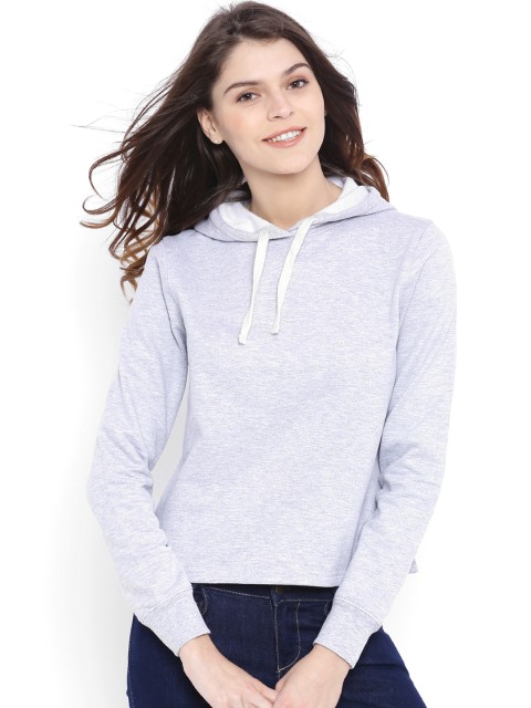 

Campus Sutra Grey Hooded Sweatshirt