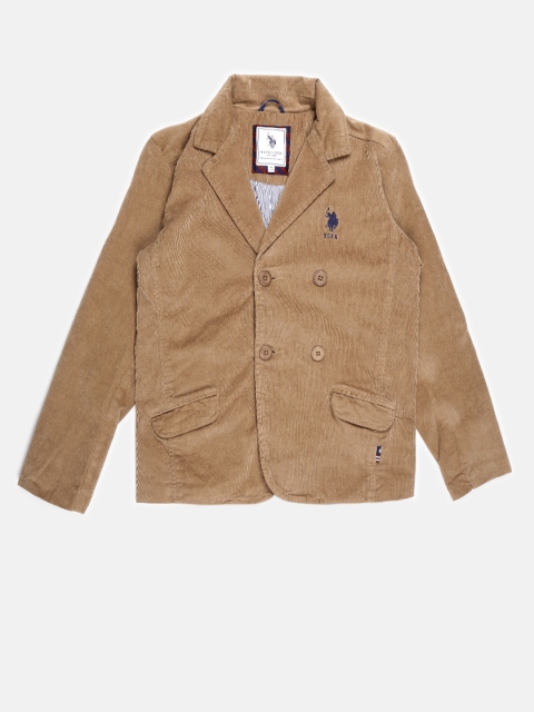 

U.S. Polo Assn. Kids Boys Brown Corduroy Double-Breasted Blazer