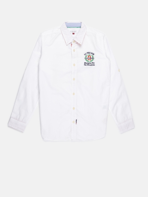 

U.S. Polo Assn. Kids Boys White Solid Casual Shirt