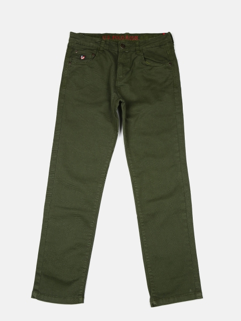 

U.S. Polo Assn. Kids Boys Olive Green Flat-Front Trousers