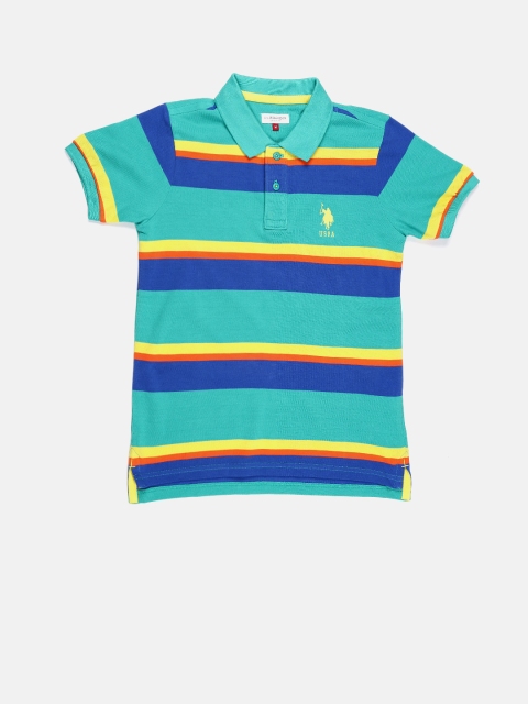 

U.S. Polo Assn. Kids Boys Green & Blue Striped Polo T-Shirt