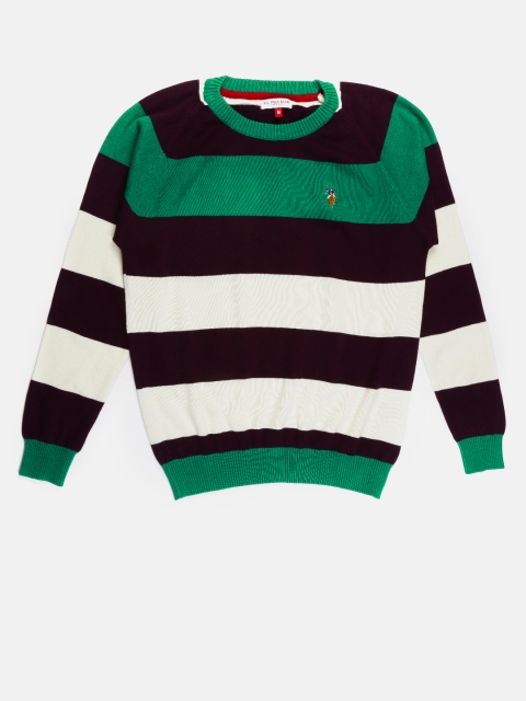

U.S. Polo Assn. Kids Boys Green & Purple Striped Sweater