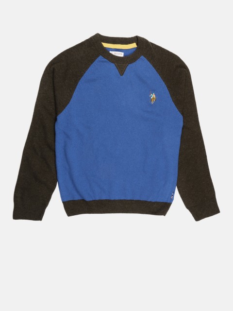 

U.S. Polo Assn. Kids Boys Blue & Charcoal Colourblocked Sweater