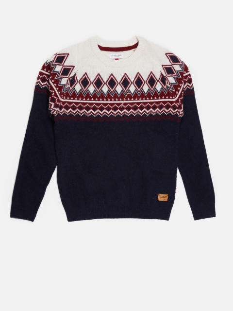 

U.S. Polo Assn. Kids Boys Navy Self-Design Sweater, Navy blue