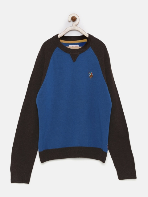 

U.S. Polo Assn. Kids Boys Blue & Brown Woollen Sweater