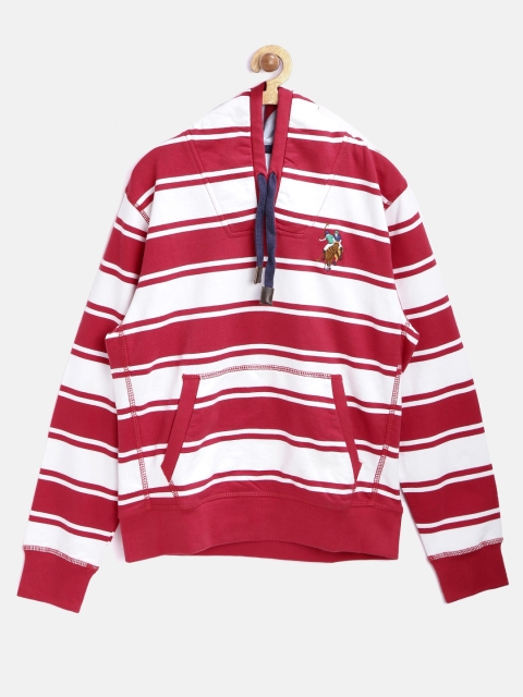 

U.S. Polo Assn. Kids Boys Red Striped Hooded Sweatshirt