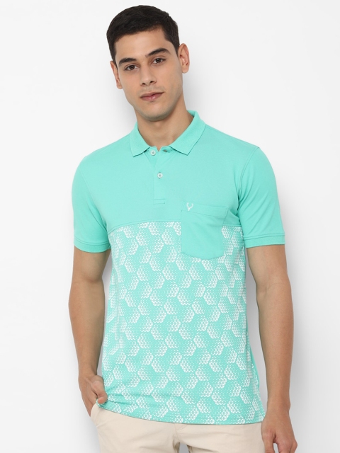 

Allen Solly Men Sea Green Pure Cotton Printed Polo Collar Pure Cotton T-shirt