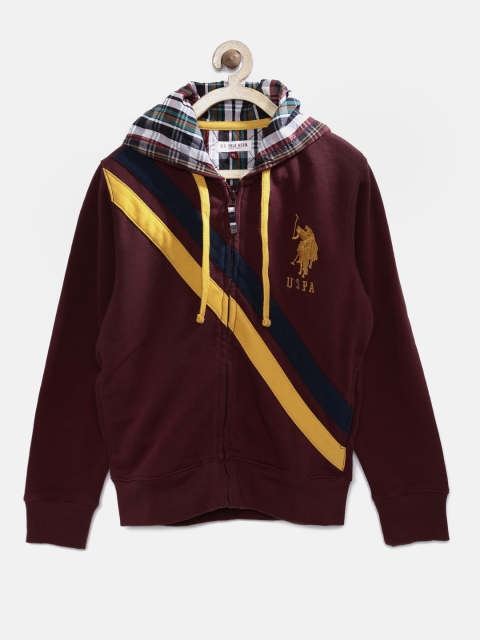 

U.S. Polo Assn. Kids Boys Burgundy Hooded Sweatshirt